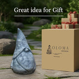 OLOMA Concrete Garden Gnome Statue Outdoor Decor Heavy Stone Sculpture with Protective Resin Coating Weather Resistant Garden Accent for Landscape Yard Patio and Lawn