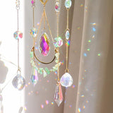 Green Fluorite Crystal Suncatcher Window Hanging Pendant Glass Prisms Decor Wind Chime Rainbow Sun Catcher for Home Garden Porch