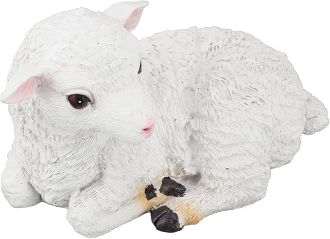 Jerliflyer 1PCS Lamb Garden Statue,Sheep Hand Made Lifelike Sculpture Indoor Outdoor Decoration(Small Lying Posture Shape