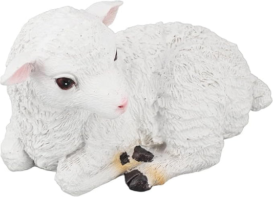 Jerliflyer 1PCS Lamb Garden Statue,Sheep Hand Made Lifelike Sculpture Indoor Outdoor Decoration(Small Lying Posture Shape