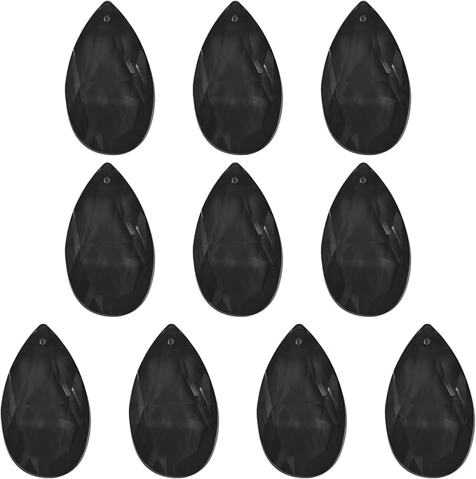 PATIKIL K9 Crystal Pendants Teardrop Beads, 10 Pack 38mm Chandelier Prisms Parts Hanging Beads DIY Lamp for Arts Crafts Decoration, Black
