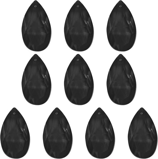 PATIKIL K9 Crystal Pendants Teardrop Beads, 10 Pack 38mm Chandelier Prisms Parts Hanging Beads DIY Lamp for Arts Crafts Decoration, Black
