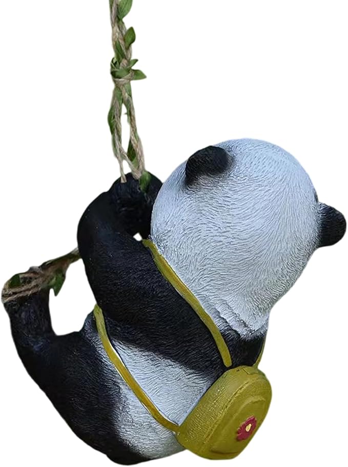 Adorable Climbing Panda Bear Statue Whimsical Tree Hugger Panda Decor Durable Resin Outdoor Yard Art Fairy Garden Accessories PandaGifts for Women for Birthday Decorations
