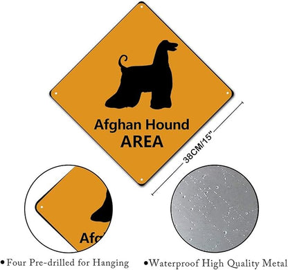 Afghan Hound Crossing Xing Sign Beware of Afghan Hound Dog Metal Sign Afghan Hound Funny Warning Sign Crossing Zone Sign for Farm Yard Front Door Indoor Outdoor Street Sign 15x15in