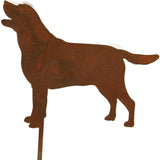 Pets and Farm Animals Metal Garden Landscape Stake (9" Wide Labrador Dog on Stake, Naturally Rusted)
