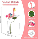 Large Flamingo Garden Statue, Metal Pink Flamingo Outoor Statue with Leaf Tray, Lawn Flamingos Ornaments Bird Art Yard Decor for Garden, Backyard, Present for Woman(38.58 Inch Tall)