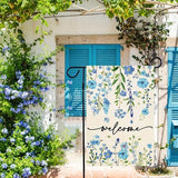 Baccessor Summer Garden Flag 12.5 x 18 Inch Funny Blue Floral Spring Small Yard Flag Burlap Double Sided Vertical Seasonal Farmhouse Wedding Yard Outdoor Decoration