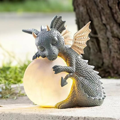 Teaeeno Solar Garden Outdoor Statue Dragon Holding Magic Orb with Solar LED Lights,Garden Dragon Figurines with LED Lights,Lawn Decor Outdoor Statue for Patio, Balcony,Yard Ornament,Yard Art Decor