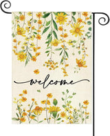 Baccessor Summer Welcome Garden Flag Floral 12.5 x 18 Inch Double Sided Daisy Funny Yellow Spring Seasonal Yard Flag Vertical Farmhouse Yard Outdoor Decoration