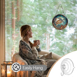 Sea Turtle Decor Suncatcher Stained Glass Window Hanging - Handmade Suncatchers for Windows Hanging - Sea Art Sun Catchers Indoor Outdoor Garden Ornament - Mothers Day Birthday Gifts for Mom Grandma