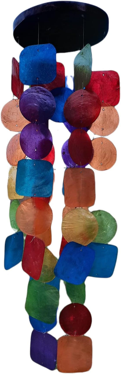 Beautiful and Unique Capiz Shell Wind Chime - Wind Chimes for Outdoors - Colorful and Whimsical Patio Decor - Ocean Decor - Garden Gifts (Rainbow)