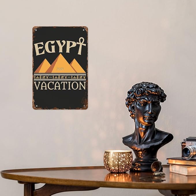 Patio Wall Decor Egypt Vacation Vintage Signs Dining Room Retro Metal Wall Art For Home,Cafe,Office,Yard & More: Decorative Plaque With Inspirational Life Quotes 8X12inch