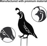 SEWACC 4pcs Iron Cast Animal Stake Statue Outdoor Quail Family Yard Decor Black Metal Quail Art Garden Quail Decor Bird Statue Lawn Backyard Outdoor Decoration