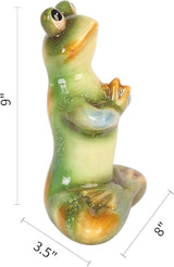 Topadorn Ceramic Yoga Frog Statue, Frog Sitting Sculptures for Office, Garden Decorative Ornaments