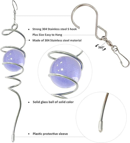 Aoedelyart Gazing Ball Spiral Decorative Wind Spinner Tail Sun Catcher 11inch Tail and 2 inch Glass Orb.Wind Spinner Stabilizer Indoor Outdoor Garden Decoration,Garden Gift-13 inch Height (Purple)
