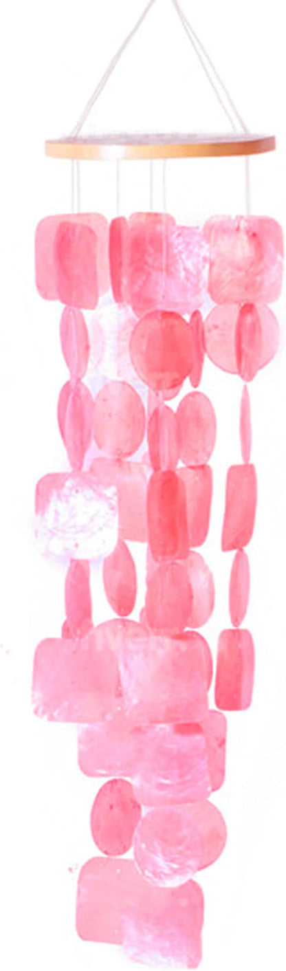Capiz Shell Wind Chimes - with Clear & Melodious Sound -Handmade Sturdy Wood Wind Chimes Provides Comfortable and Pleasant Ambiance State Every Day, (Pink)