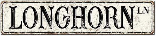 Madcolitote Personalized Longhorn Street Sign Vintage Longhorn Wood Signs Farmhouse Wall Art Rustic Wall Decorations for Living Room Home Decor for Home Bars Clubs Cafes Man Cave Party 4x18in
