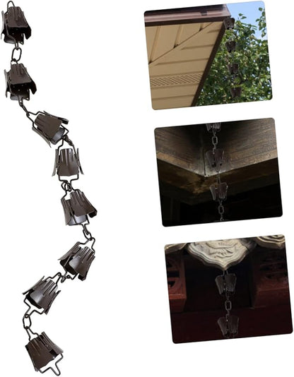 Gutter Rain Chain Metal Art Rain Chain Flower Shape Bell Decor Decorative Downspout Rain Chain for Outside