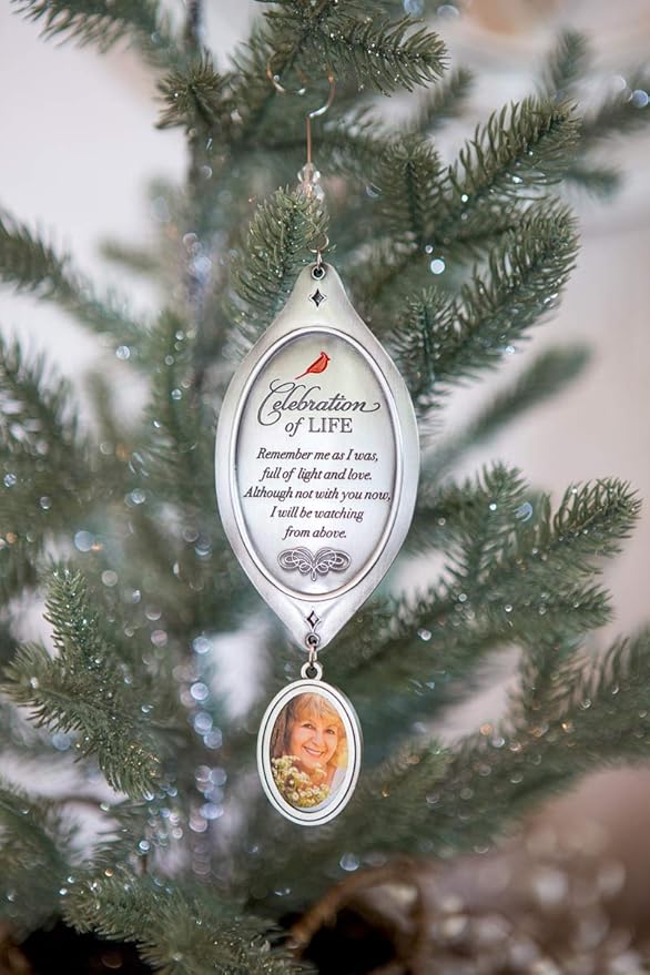 Celebration of Life Sympathy Gift - Cardinal/Bereavement Gift with Photo Charm Ornament