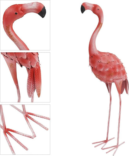 Lifelike Iron Flamingo Garden Statue - Colorful Painting, Perfect Garden Decoration for Lawn, Terrace, and Backyard