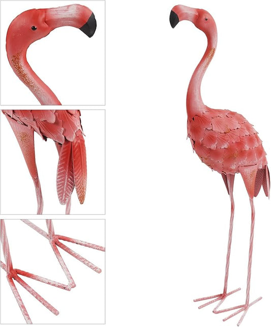Lifelike Iron Flamingo Garden Statue - Colorful Painting, Perfect Garden Decoration for Lawn, Terrace, and Backyard