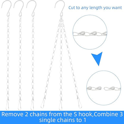 Hotop 8 Pcs Metal Hanging Chains with Ceiling Hooks, Garden Plant Hangers for Hanging Bird Feeders, Billboards, Chalkboards, Basket, Planters, Lanterns, Wind Chimes, Chain Hook DIY(16.38 Inch,White)