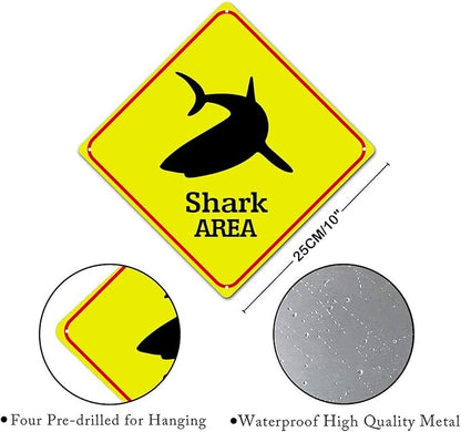 Fierce Fish Crossing Sign Caution Fierce FishXing Sign Street Sign Wildlife Novelty Road Fence Wall Decor Warning Metal Tin Sign For Indoor Outdoor Highway10x10in