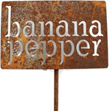 Classic Metal Garden Markers 19 Inches Tall (banana pepper, Naturally Rusted)