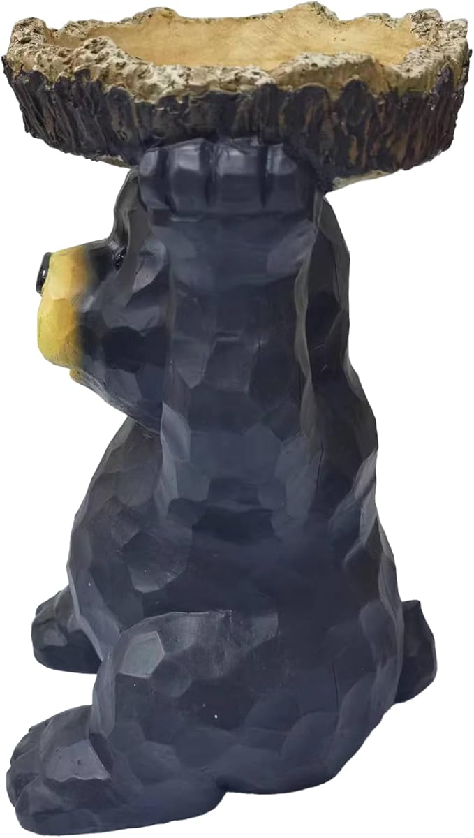Hi-Line Gift Ltd Sitting Bear Holding Bird Bath Garden Decor