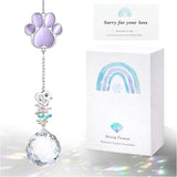 Dog Memorial Gifts for Loss of Dog, Pet Memorial Gifts for Dogs, Thoughtful Bereavement Remembrance Crystal Suncatcher with Sympathy Card (Light Violet)