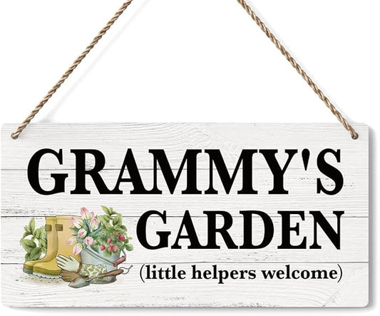 Grammy Gifts Outdoor Garden Wooden Sign Decor, Indoor Garden Decoration Hanging Signs 12x6 Inches, Outdoor Porch Yard Wall Art Decor Sign, Mother's Day Gifts Birthday Gift for Mom Grandma