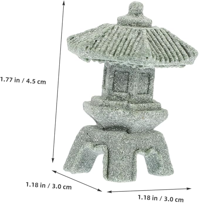 Yardwe 8pcs Miniature Sandstone Pagoda Statues Zen Style Lantern Sculptures for Garden Decoration Outdoor Bonsai Landscape for Home Aquarium