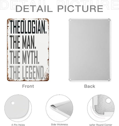 Retro Metal Tin Sign Theologian The Profession Funny Wall Decor for Home,Garden,Patio,Yard,Office,Vintage 8x12 Inches Room Decorations