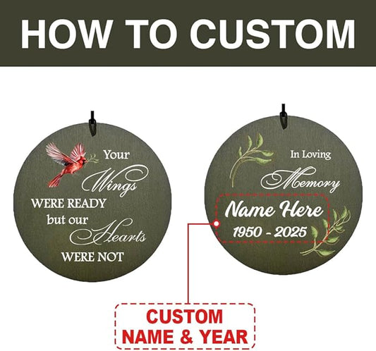 Personalized Cardinal Wind Chimes, 36inch Memorial Wind Chimes, in Loving Memory of Dad/Mom, Sympathy Gifts, Custom Wind Chime for Loss of Loved Ones (Produced in USA)