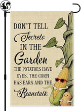 Don’t Tell Secrets In The Garden Flag, Double Sided Farmhouse Outdoor Lawn Yard Flag Gifts, Gardening Flags For Plant Mom Lover Lady Gardener, Funny Potatoe Corn Garden Banner for Grandma