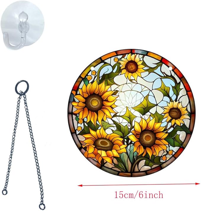 5.9'' Sunflower Acrylic Window Hanging Flower Indoor Decor Stained Panel Hangings Wall Art Decor Gift for Daughter,Mom,Grandma (Style B)