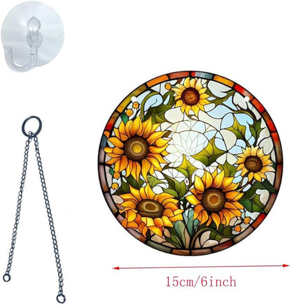 5.9'' Sunflower Acrylic Window Hanging Flower Indoor Decor Stained Panel Hangings Wall Art Decor Gift for Daughter,Mom,Grandma (Style B)