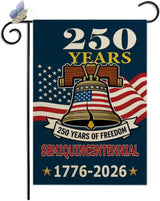 CANTENDO 250th Anniversary USA Patriotic Bell Flag Double Sided Flax Garden Yard Flag Flags 1776-2026 Commemorative Garden Theme Decorative Outdoor Yard Decorative Flags Banner(12"x 18"）