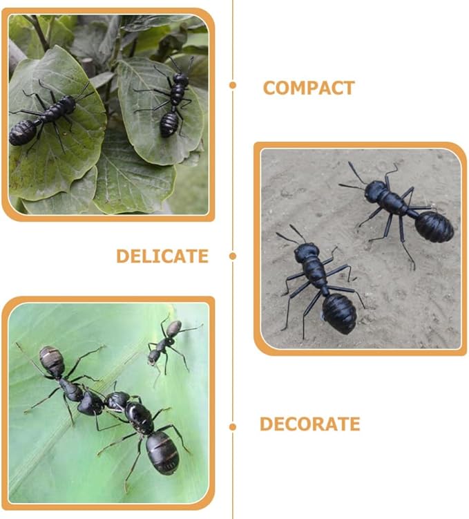 Simulated Ant Statue Set 6 Pieces Miniature Desk Ants Sculptures Indoor Outdoor Garden Decoration Lightweight 2.55X2.36X0.78 Inch