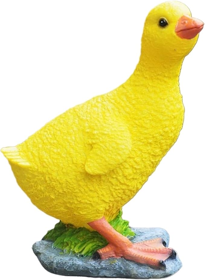 Cute Statues Resin Duck Figurine Furry Ducks True Colors Garden Statue Anti Fading Backyard Decor(Yellow)