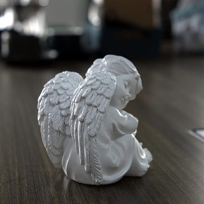 Asng Cherubs Angels Resin Garden Statue Figurine, Adorable Angel Sculpture Memorial Statue, Indoor Outdoor Home Garden Decoration (Hug Little Angel-Right)