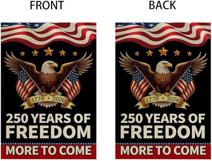 ZXvZYT 250 Years America Garden Flag,Eagle Design,USA 250th Anniversary Patriotic Design Flags Banner Double Sided Flax Outdoor Yard Decorative(12"x 18")