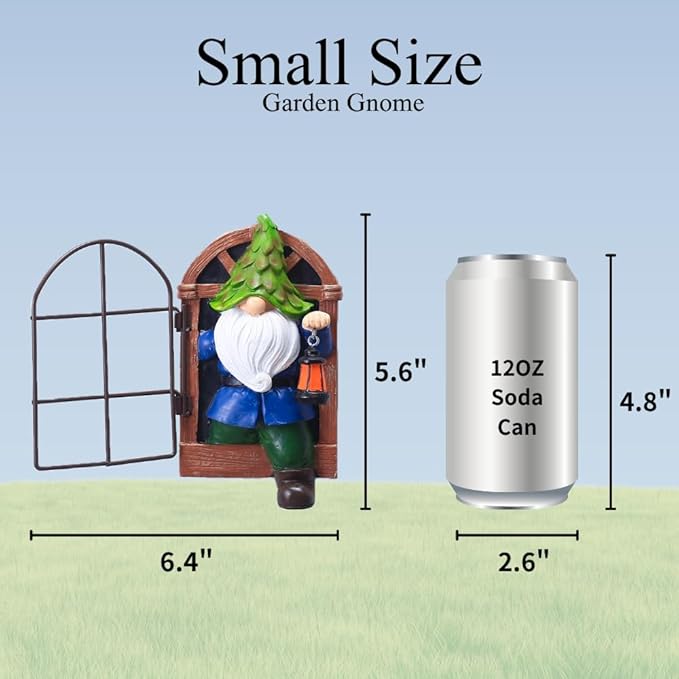 Mini Garden Gnomes Elf Out The Door Tree Hugger 5.6" Garden Statue Hanging Garden Gnomes Outdoor Decorations Tree Faces Decor Outdoor for Fairy Garden Patio Lawn Porch (Blue Green)