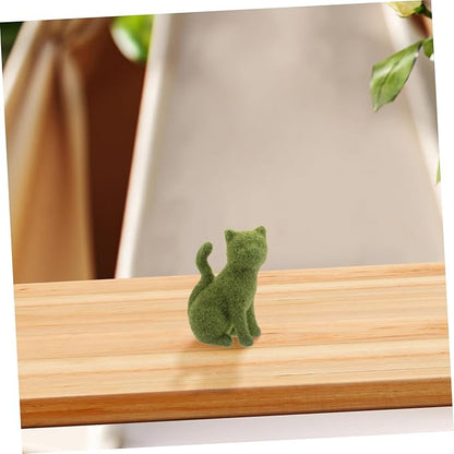 Yardwe Flocking Cat Figurine Decor Lifelike Green Flocking Kitten Statue for Outdoor Lawn Garden and Balcony Decoration Realistic Faux Moss Animal Ornament for Versatile Use