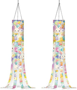 Jeiento Easter Day Theme Windsock Cute Rabbit Colorful Daisy Windsock Flag 40" Outdoor Hanging Decoration for Home Yard Patio Lawn Garden Tree,2 Pack