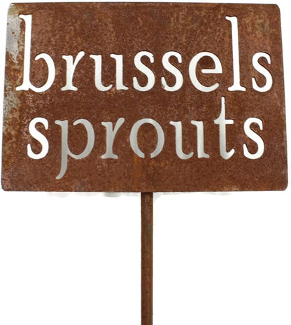 Classic Metal Garden Markers 19 Inches Tall (brussels sprouts, Naturally Rusted)