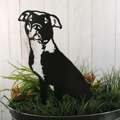 Dog Style Metal Puppy Silhouette Garden Statues French Bulldog/Doberman Pinscher Backyard Lawn Stakes, Festival Decorations & Yard Decor Iron Art (W)