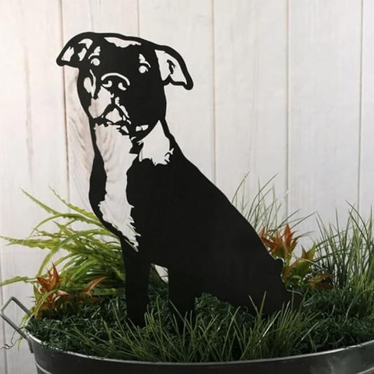 Dog Style Metal Puppy Silhouette Garden Statues French Bulldog/Doberman Pinscher Backyard Lawn Stakes, Festival Decorations & Yard Decor Iron Art (W)