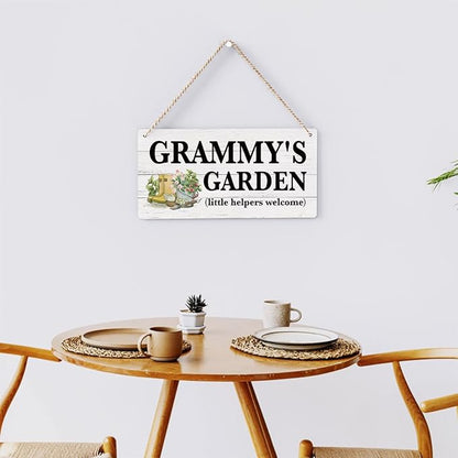 Grammy Gifts Outdoor Garden Wooden Sign Decor, Indoor Garden Decoration Hanging Signs 12x6 Inches, Outdoor Porch Yard Wall Art Decor Sign, Mother's Day Gifts Birthday Gift for Mom Grandma