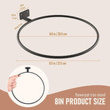 8in Wall Flower Pot Holder Bulk 6Pack Ring Plant Hanger, Metal Planter Hooks Wall Mounted Bracket Heavy Duty for Outdoor Indoor Black